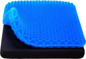 Gel Seat Cushion, Cooling seat Cushion Thick Big Breathable Honeycomb Design Absorbs Pressure Points Seat Cushion with Non-Slip Cover Gel Cushion for Office Chair Home Car seat Cushion for Wheelchair