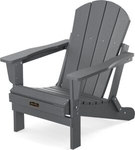 SERWALL Adirondack Chair for Patio Garden Outdoors Fire Pit- (Folding Gray)