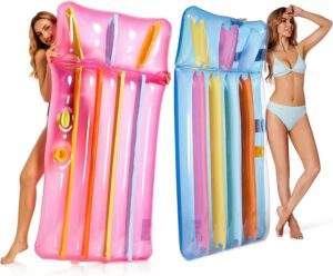 Zcaukya Inflatable Pool Float, Colorful Inflatable Pool Lounger for Adults, Swimming Pool Inflatable Floating Mat for Summer Parties