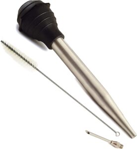 Norpro Deluxe Stainless Steel Baster with Injector and Cleaning Brush 11" x 2" x 2"