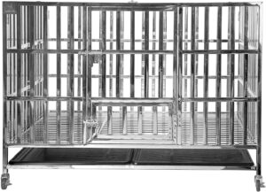 Confote 48" Heavy Duty Stainless Steel Dog Cage Kennel Crate and Playpen for Training Large Dog Indoor Outdoor with Double Doors & Locks Design...