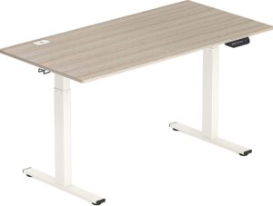 SHW 55-Inch Large Electric Height Adjustable Standing Desk, 55 x 28 Inches, Maple