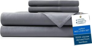 Hotel Sheets Direct 100% Viscose Derived from Bamboo Sheets King - Cooling Luxury Bed Sheets w Deep Pocket - Silky Soft - Dark Gray