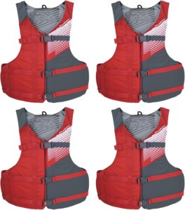 Stohlquist Fit Adult PFD Life Vest | Pack of 4 | Coast Guard Approved, Adjustable Size, Unisex, Lightweight, High Mobility, PVC Free Life Jacket - Value Pack