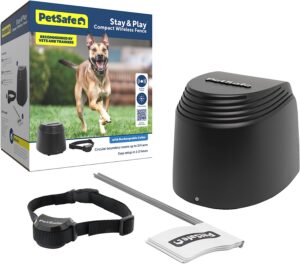 PetSafe Stay & Play Compact Wireless Pet Fence, LCD Screen to Adjust Circular Boundary, Secure up to 3/4 Acre Area, Use for All Your Pets, Portable System from the Parent Company of INVISIBLE FENCE