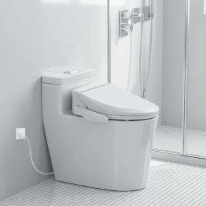 ZMJH Bidet Toilet Seat, Elongated Smart Unlimited Warm Water, Vortex Wash, Electronic Heated, Warm Air Dryer, Rear and Front Wash, LED Light, Need Electricity, White, ZMA102 (Elongated)