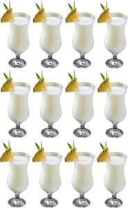 Epure Venezia Collection 12 Piece Hurricane Glass Set - Perfect for Drinking Pina Coladas, Cocktails, Full-Bodied Beer, Juice, and Water (Pina Colada (15.5 oz))