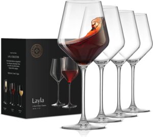 JoyJolt Layla Italian Red Wine Glasses, Set of 4 , 17 oz Clear – Made in Europe