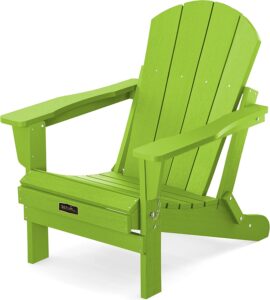 Folding Adirondack Chair Patio Chairs Lawn Chair Outdoor Chairs Painted Adirondack Chair Weather Resistant for Patio Deck Garden, Backyard Deck, Fire Pit & Lawn Furniture Porch and Lawn Seating- Green
