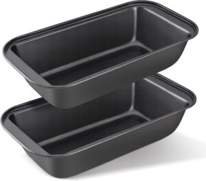 KITESSENSU Bread Pan, Nonstick Loaf Pan with Easy Grips Handles, Carbon Steel Loaf Pans for Baking, Bread Pans for Homemade Bread, Brownies and Pound Cakes, Set of 2, Gray