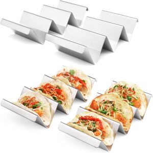 ARTTHOME. Taco Holders 4 Packs - Stainless Steel Taco Stand Rack Tray Style, Oven Safe for Baking, Dishwasher and Grill Safe