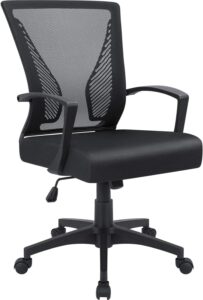 Furmax Office Chair Mid Back Swivel Lumbar Support Desk Chair, Computer Ergonomic Mesh Chair with Armrest (Black)