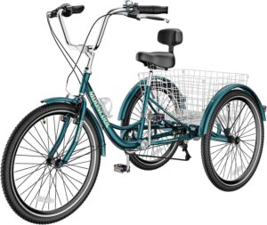 MOONCOOL Adult Tricycles 3 Wheel 7 Speed Trikes, 20/24/26 inch Adult Trikes 3 Wheeled Bike with Basket for Seniors, Women, Men.