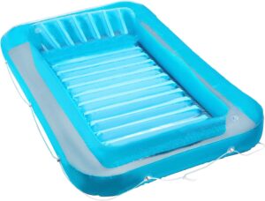 Inflatable Tanning Pool Lounge Float | Personal Pool Lounger | Tanning Pool with Pillow | Inflatable Tanning Bed | Tanning Pool Bed (Blue) | 13 Years+