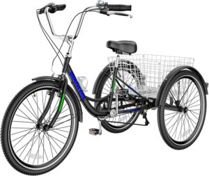 MOPHOTO Adult Tricycles Three Wheel Cruiser Bike 7 Speed, Adult Trikes 24/26 inch Wheels Low Step-Through, Three-Wheeled Bicycles for Women, Men, Seniors