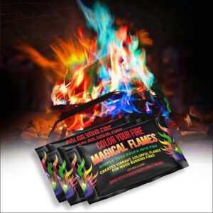 Magical Flames Fire Color Changing Packets - Fire Pit, Campfires, Outdoor Fireplaces - Hue-Changing Cosmic Flame Powder - Color Fire Camping Accessories for Kids & Adults - 10 Pack