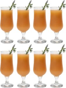 Patzino Premier Collection 8 Piece Hurricane Glass Set - Perfect For Pina Coladas, Daiquiris, Juice, Mojitos, Full-Bodied Beer, Water, and Other Cocktails (Bloom Hurricane Glass (12.5 oz) - 8 Piece)