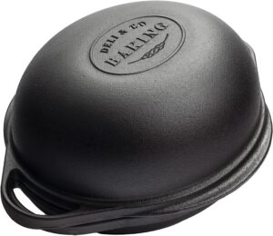 Deli&Co. Baking Pre-Seasoned Cast Iron Bread Pan Multicooker | Bake sourdough bread, grill steaks and cook stews | Seasoned with canola oil with a smooth surface finish
