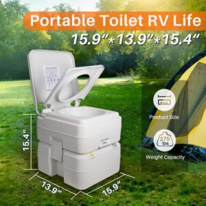 TOREAD Portable RV Toilet Camping Porta Potty, 5.8 Gallon Waste Tank, Indoor Outdoor Toilet with Air Relief Button and Level Indicator, Leak-Proof Toilet for RV Travel, Camping,Boat and Trips