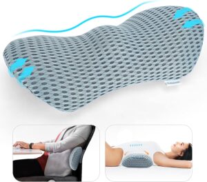 Sotvacmit Lumbar Pillow for Sleeping, Lumbar Support Pillow for Memory Foam Lumbar Pillow for Low Back Pain Relief, Back Pillow Suitable for Office Chairs, Lounge Chairs and Car Seats (Blue)