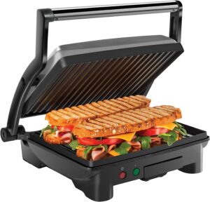 Chefman Panini Press Grill and Gourmet Sandwich Maker Non-Stick Coated Plates, Opens 180 Degrees to Fit Any Type or Size of Food, Stainless Steel Surface...