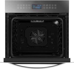 Empava 24 Inch Electric Single Wall Oven 10 Cooking Functions Deluxe 360° ROTISSERIE with Sensitive Touch Control in Silver Mirror Glass