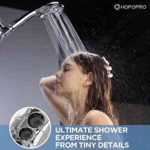 HOPOPRO 6 Functions Handheld Shower Head Set High Pressure Shower Head High Flow Hand Held Showerhead Set with 59 Inch Hose Bracket Teflon Tape Rubber Washers