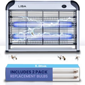 LiBa Electric Bug Zapper, Indoor Insect Killer - (2) Extra Replacement Bulbs - Fly, Mosquito Killer and Repellent - Lightweight, Powerful 2800V Grid,...