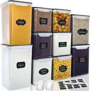 VERONES Large Tall Airtight Food Storage Containers, 10 PACK Plastic Airtight Kitchen & Pantry Organization, Ideal for Flour & Sugar - BPA-Free Plastic Canisters with Labels
