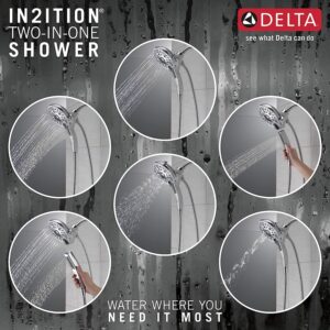 Delta Faucet 5-Spray In2ition 2-in-1 Dual Hand Held Shower Head with Hose, H2Okinetic Handheld Shower Head with Magnetic Docking, Chrome Handheld Shower Heads, Chrome 58620-25-PK