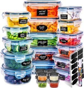 fullstar 50-piece Food storage Containers Set with Lids, Plastic Leak-Proof BPA-Free Containers for Kitchen Organization, Meal Prep, Lunch Containers (Includes Labels & Pen)