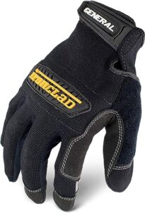 Ironclad General Utility Work Gloves GUG, All-Purpose, Performance Fit, Durable, Machine Washable, (1 Pair) Black
