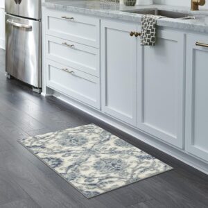 Maples Rugs Blooming Damask Rug, 1 ft 8 in x 2 ft 10 in, Grey/Blue