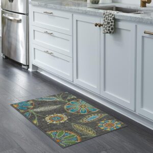 Maples Rugs Reggie Floral Kitchen Rugs Non Skid Accent Area Carpet [Made in USA], Multi, 2'6 x 3'10
