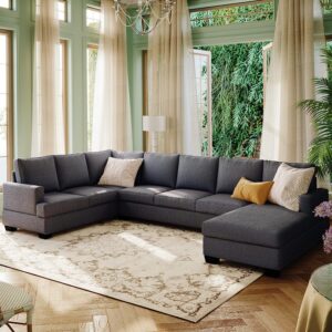 VERYKE U Shape Sectional Sofa Couch for Living Room,Modern Upholstered Sectional Couch,Convertible Sofa Bed with Chaise for Living Room