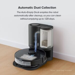 roborock S7+ Robot Vacuum and Sonic Mop with Self-Empty Dock, Stores up to 60-Days of Dust, Auto Lifting Mop, Ultrasonic Carpet Detection, 2500Pa Suction, Black