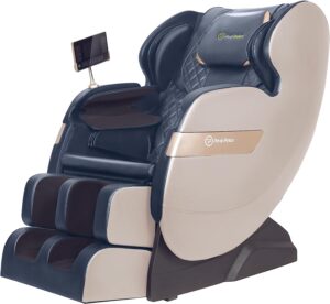 Real Relax 2023 Dual Core S Track Full Body Zero Gravity Massage Chair Recliner with App Control, Blue and Khaki