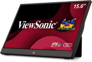 ViewSonic VA1655 15.6 Inch 1080p Portable IPS Monitor with Mobile Ergonomics, USB C, Mini HDMI and a Protective Case for Home and Office,Black