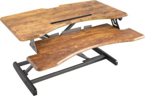 FEZIBO Height Adjustable Standing Desk Converter, 30 Inches Desk Riser, Sit Stand Desk Ergonomic Tabletop Workstation Rustic Brown