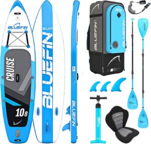 Bluefin Cruise SUP Inflatable Stand Up Paddle Board | Premium Paddleboard Accessories | Multiple Sizes: Kids, 9'8, 10'4, 10’8, 12’, 15'