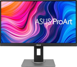 ASUS ProArt Display PA278QV 27” WQHD (2560 x 1440) Monitor, 100% sRGB/Rec. 709 ΔE < 2, IPS, DisplayPort HDMI DVI-D Mini DP, Calman Verified, Anti-glare, Tilt Pivot Swivel Height Adjustable, Black