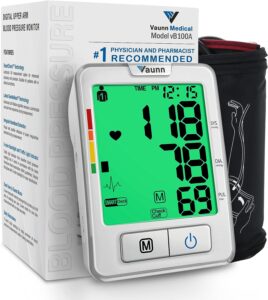 Vaunn Medical Automatic Blood Pressure Machine with Large Cuff, Digital Blood Pressure Monitor, Upper Arm Cuff 8.7-16.5" (vB100A)