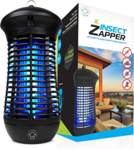 Livin’ Well Bug Zapper Indoor Outdoor - 4000V High Powered Electric Mosquito Zapper Home Patio, 1,500 Sq Ft Range Fly Zapper Mosquito Trap, 18W UVA Bulb Mosquito Killer Lamp Insect Bug Light, Black
